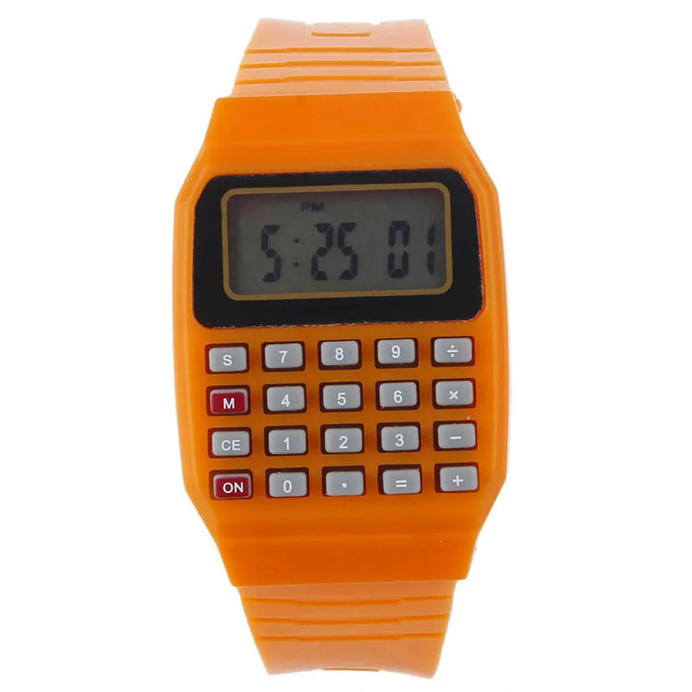 Silicone Multi-Purpose Electronic Wrist Watch with Calculator