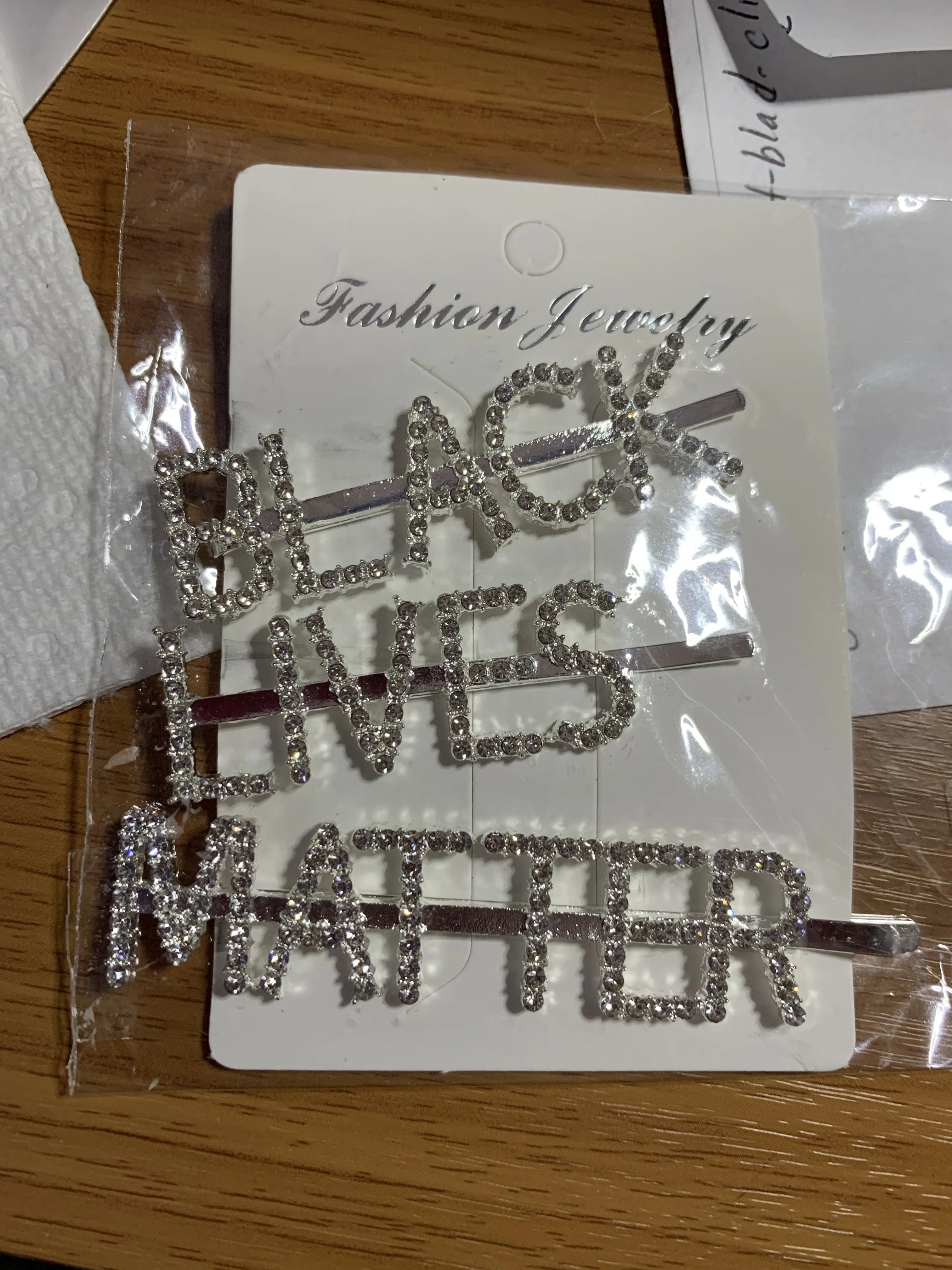 Silver and Gold Rhinestone Black Lives Matter Hair Pins