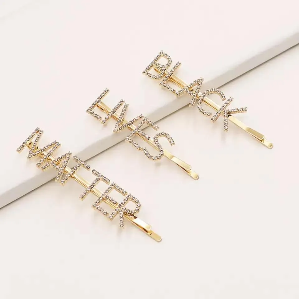 Silver and Gold Rhinestone Black Lives Matter Hair Pins