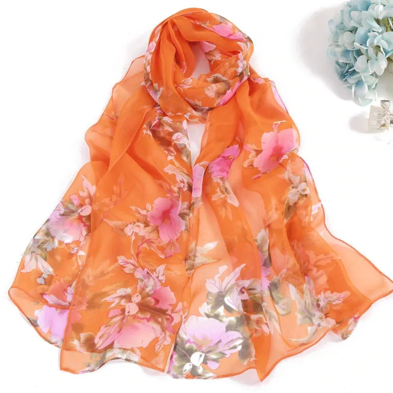 Soft and Silky Summer Floral Print Spring Wrap Scarves