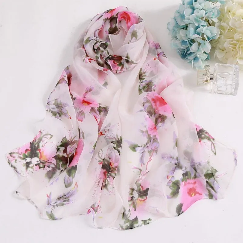 Soft and Silky Summer Floral Print Spring Wrap Scarves