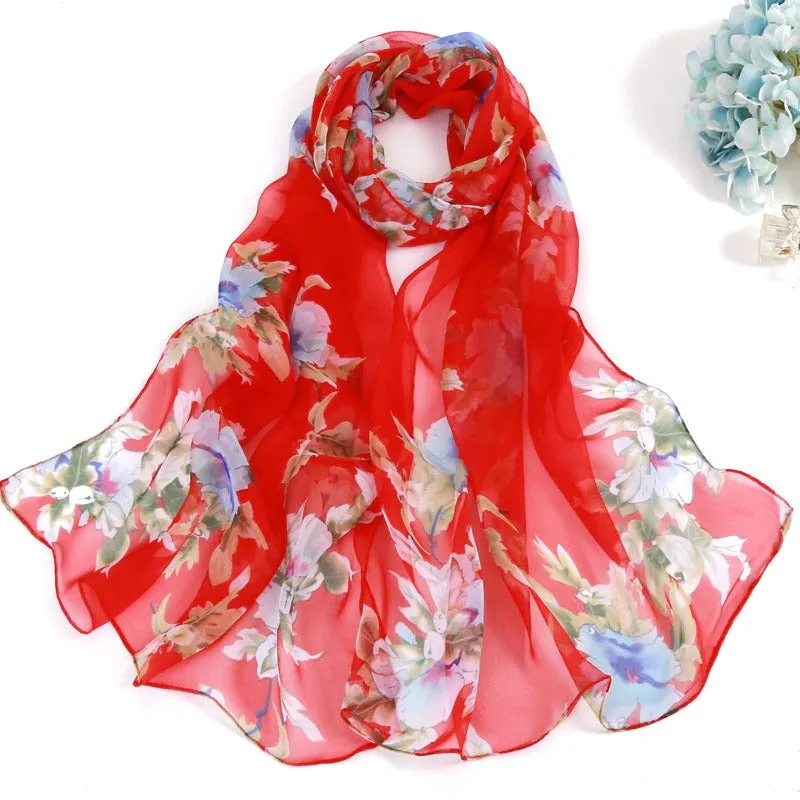 Soft and Silky Summer Floral Print Spring Wrap Scarves