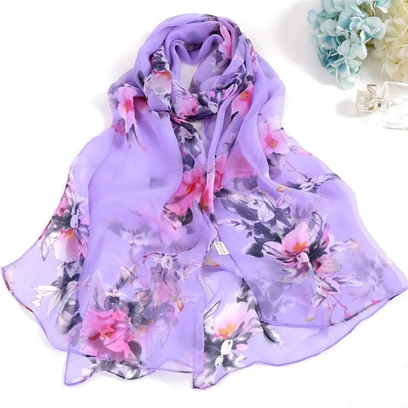 Soft and Silky Summer Floral Print Spring Wrap Scarves