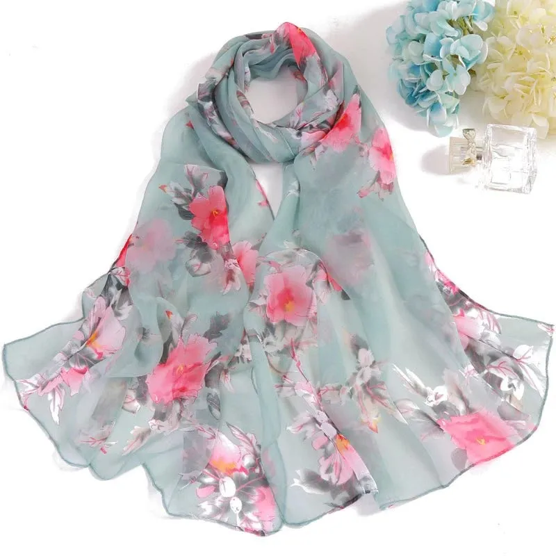 Soft and Silky Summer Floral Print Spring Wrap Scarves