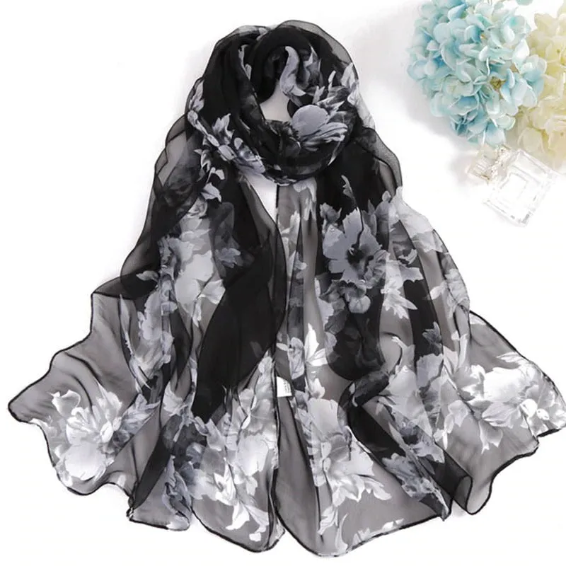 Soft and Silky Summer Floral Print Spring Wrap Scarves