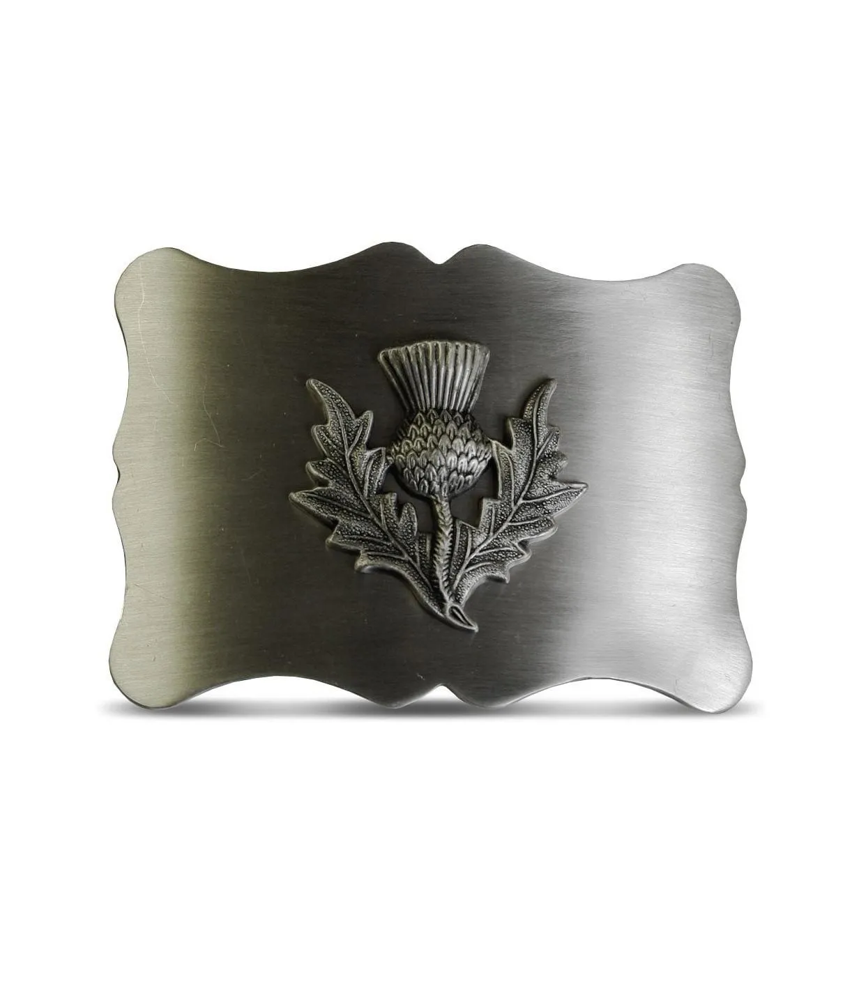 Thistle Scalloped Shaped Belt Buckle - Antique Finish