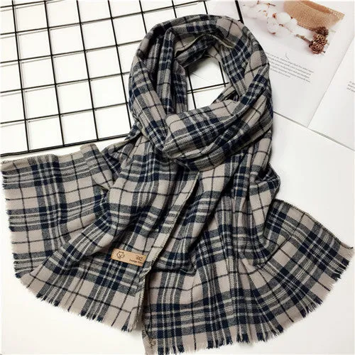 Trend plaid printed cotton fabric glamorous texture high-grade temperament autumn and winter simple fashion ladies scarf