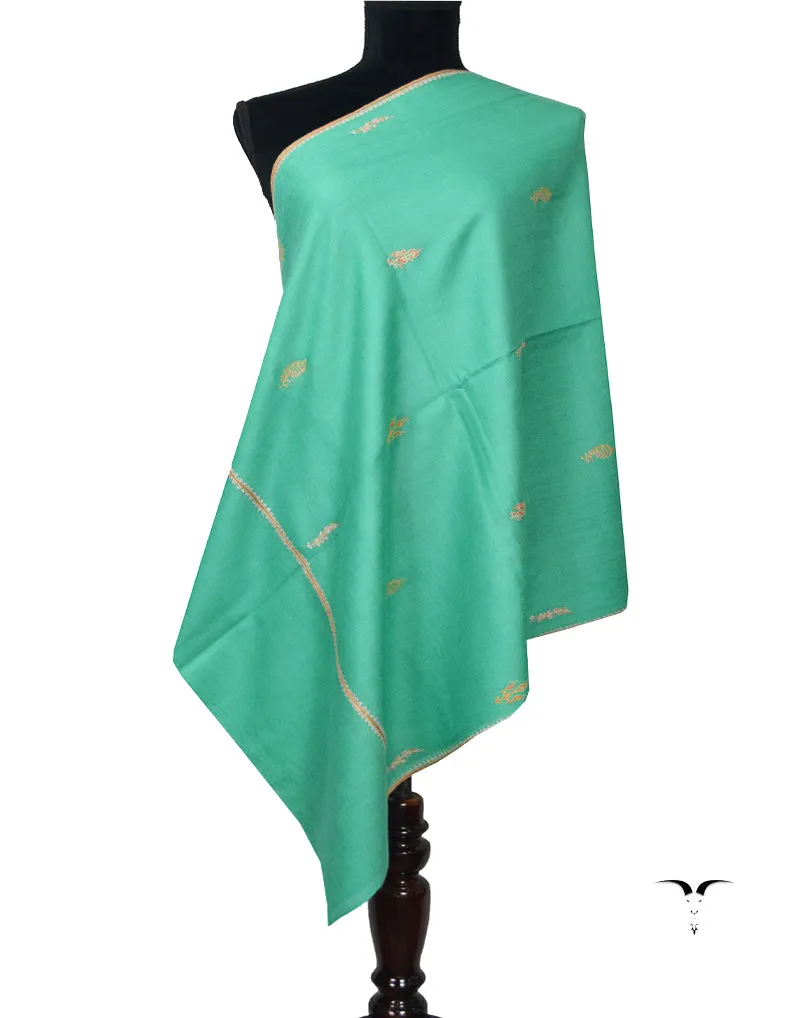 Turquoise Pashmina Stole In Sozni 5909