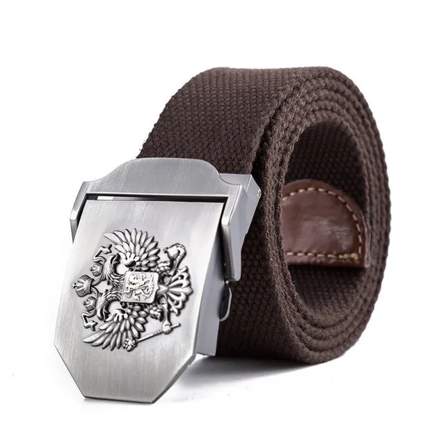 Unisex Russian National Emblem Canvas Tactical Belt High Quality Military Belts For Mens & Women Luxury Patriot Jeans Belt