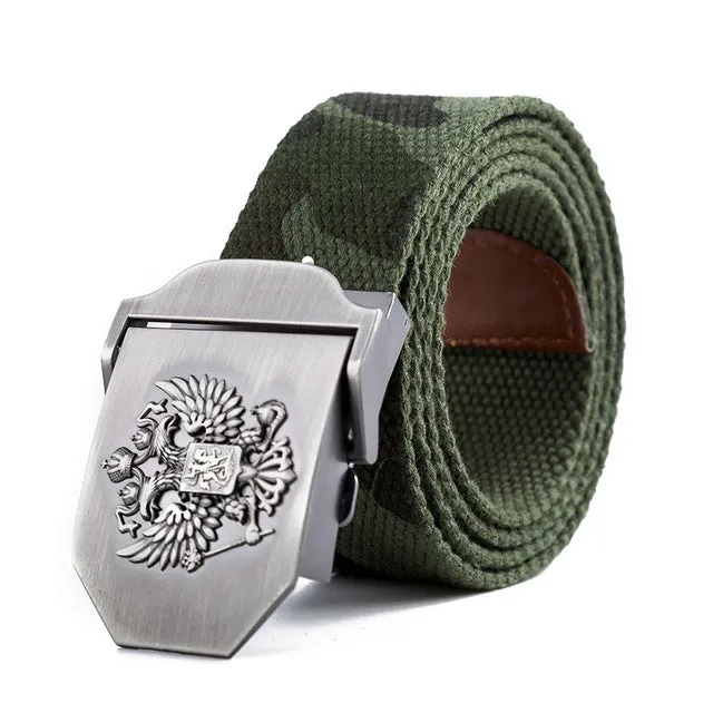 Unisex Russian National Emblem Canvas Tactical Belt High Quality Military Belts For Mens & Women Luxury Patriot Jeans Belt