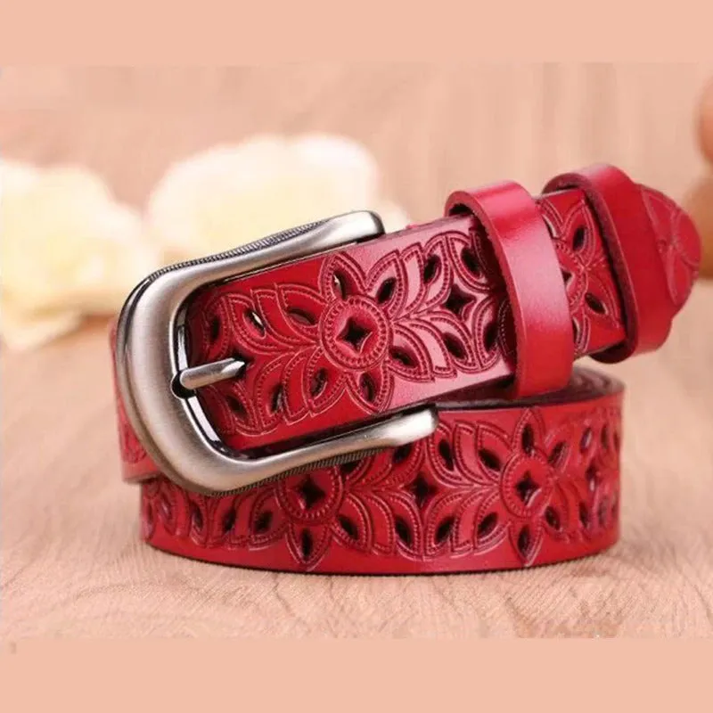 Vintage Hollow Flower Pattern Buckle Belts