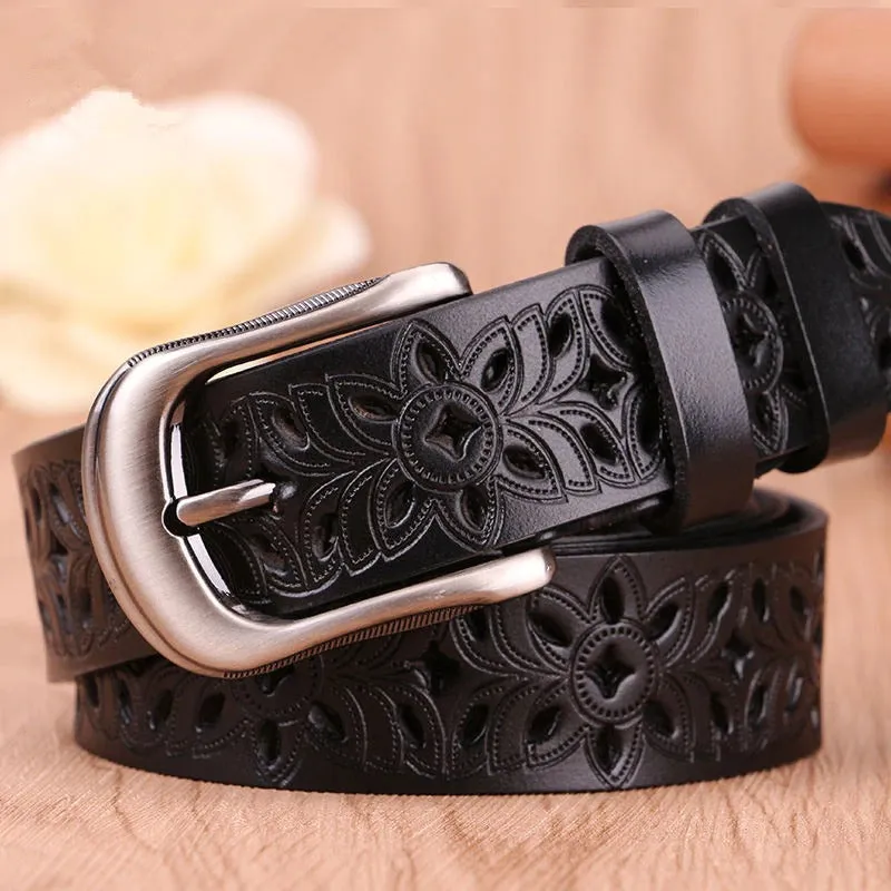 Vintage Hollow Flower Pattern Buckle Belts