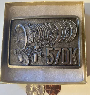 Vintage Metal Belt Buckle, Diesel Engine, Torque, Power, 570K, Capp and Knudsen, Country & Western, 3 1/2" x 2 1/2", Made in USA, Quality,