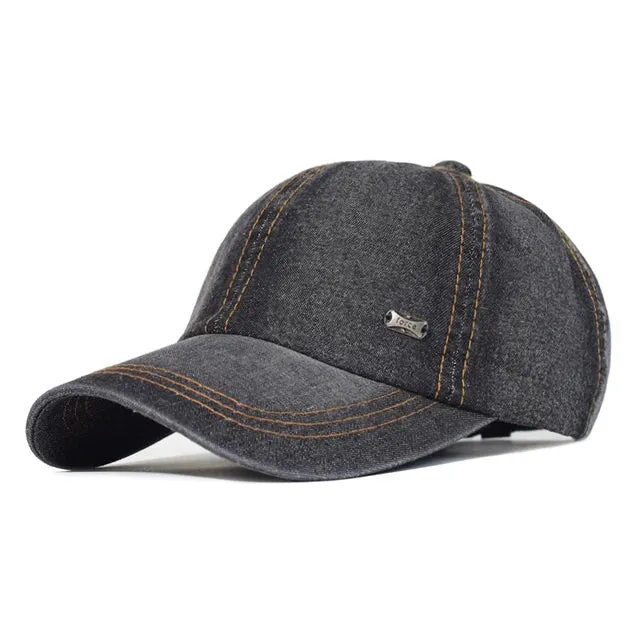 Vintage Washed Cotton Baseball Cap Women Denim Dad Hat Adjustable Cap