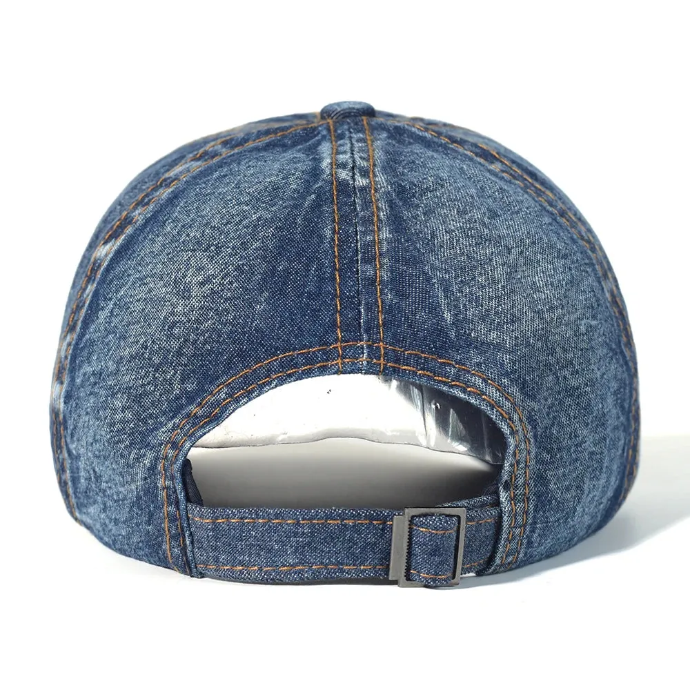 Vintage Washed Cotton Baseball Cap Women Denim Dad Hat Adjustable Cap