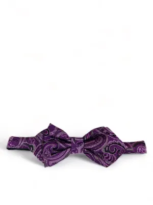 Violet Paisley Silk Bow Tie by Paul Malone