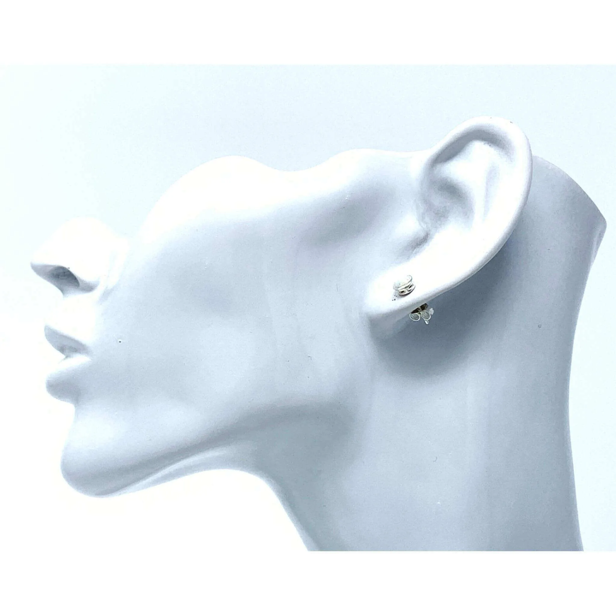 White Opal Sterling Silver Stud Earrings