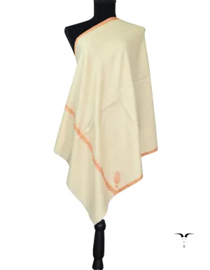 White Pashmina Stole With Sozni 5516