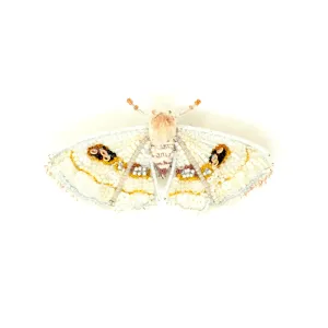 White Spring Moth Brooch Pin