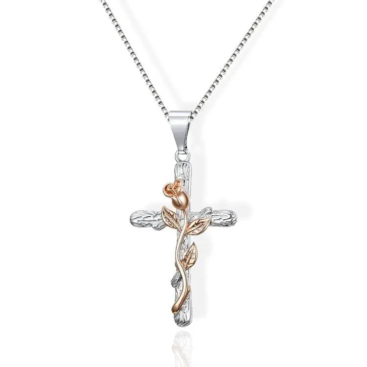 Women's Christian Necklace <br> Flower Cross