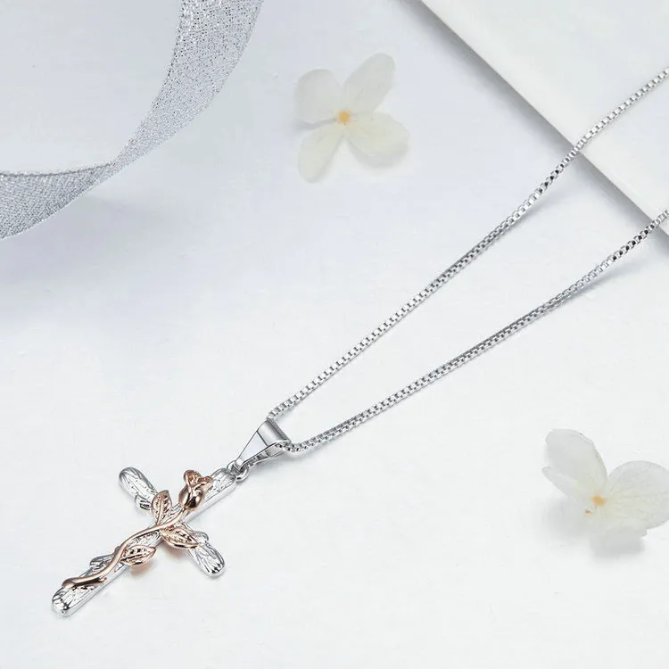 Women's Christian Necklace <br> Flower Cross