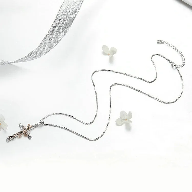 Women's Christian Necklace <br> Flower Cross