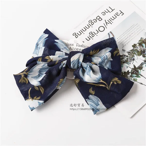 Women's Summer Satin Double-Layer Bow Barrettes Hair Ring