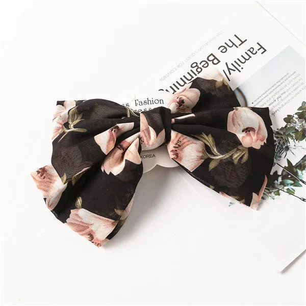 Women's Summer Satin Double-Layer Bow Barrettes Hair Ring