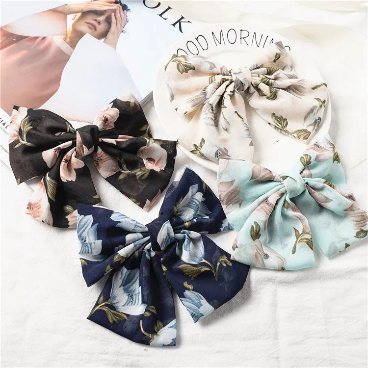 Women's Summer Satin Double-Layer Bow Barrettes Hair Ring