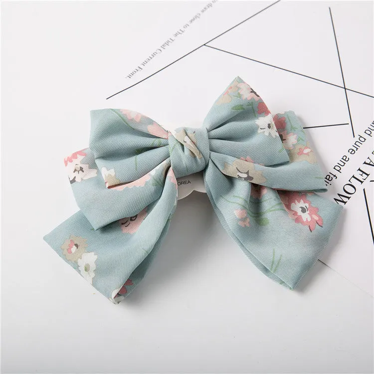 Women's Summer Satin Double-Layer Bow Barrettes Hair Ring