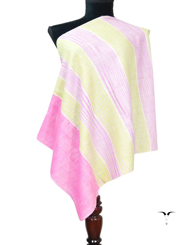 Yellow And Pink striped pashmina stole 8037